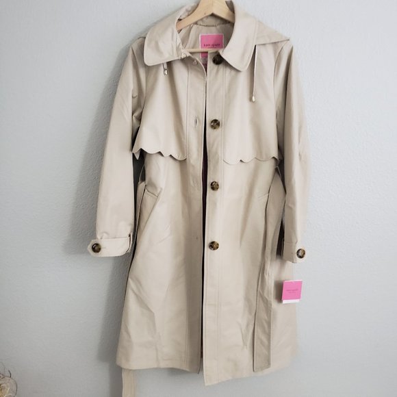 Kate Spade Scalloped Edge Belted Trench Coat - Picture 3 of 15